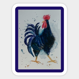 Black Rooster - bird art design Sticker